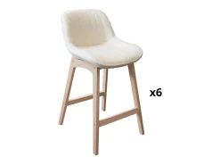 Conjunto de sillas de isla y bar de roble con asiento de tela de rizo MILK de 65 cm