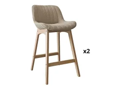 Conjunto de sillas de isla y bar de roble con asiento de tela de rizo MILK de 65 cm