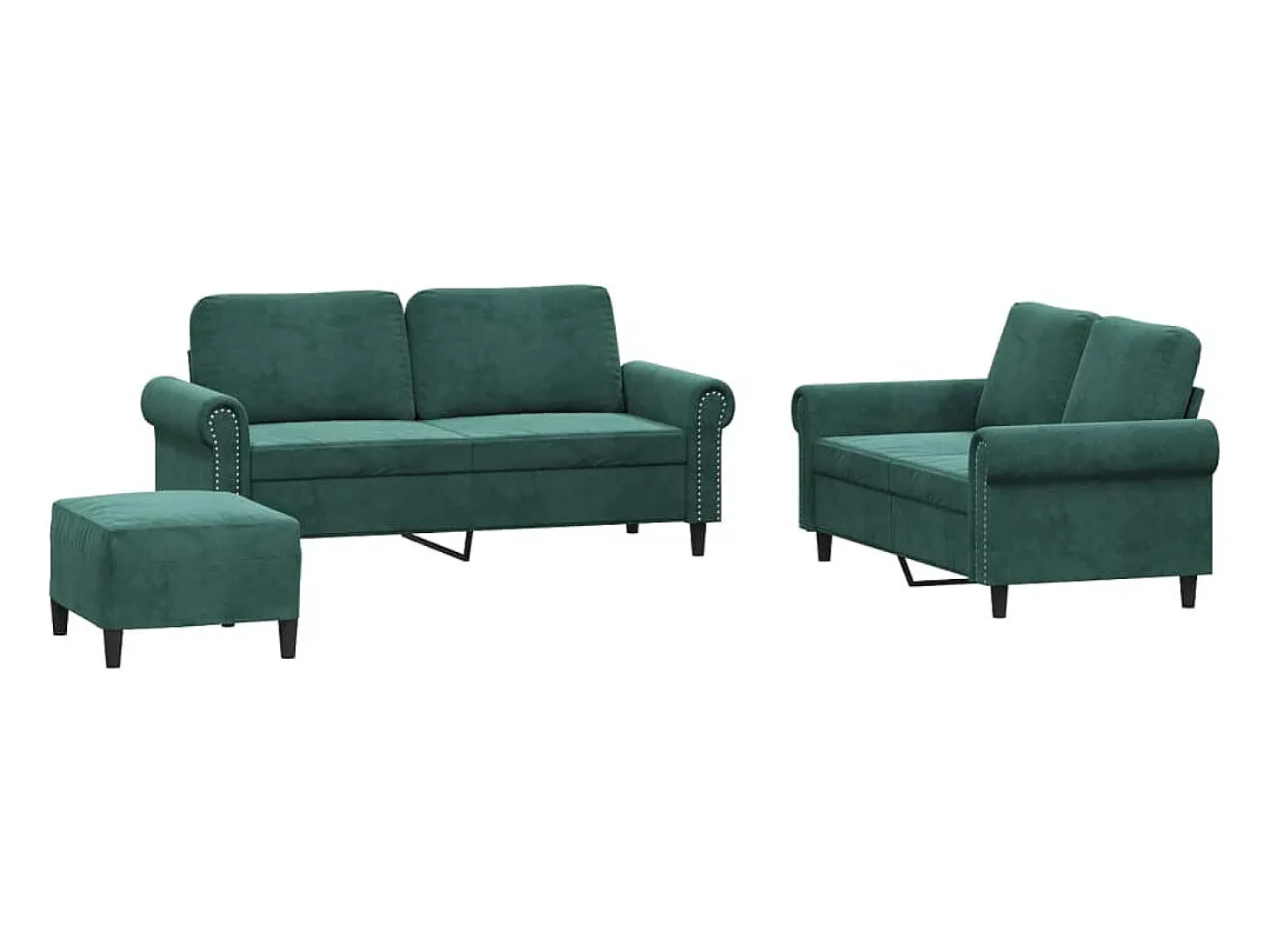 Conjunto de sofá de 3 piezas con cojines Terciopelo Verde Oscuro