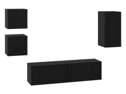 Conjunto de soporte para TV de 5 piezas de madera de ingeniería de roble negro