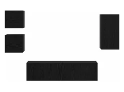 Conjunto de soporte para TV de 5 piezas de madera de ingeniería de roble negro