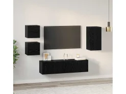 Conjunto de soporte para TV de 5 piezas de madera de ingeniería de roble negro