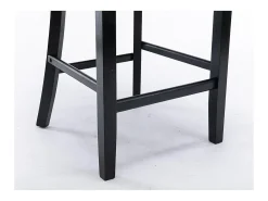 Conjunto de taburetes de bar con detalles remachados y patas de madera, tapizado con tachuelas cromadas, terciopelo, gris