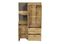 Conjunto de vestidor de entrada 110x38x186 cm - 3 puertas y 2 cajones - armario con barra - Panel acolchado - Natural