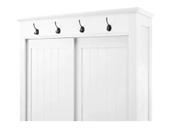Conjunto de vestidor de entrada 100x50x180 cm - Mueble para zapatos - con ganchos - MDF - Blanco
