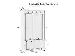 Conjunto de vestidor de entrada 100x50x180 cm - Mueble para zapatos - con ganchos - MDF - Blanco