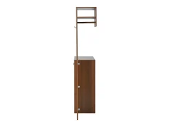 Conjunto de vestidor de entrada moderno - Zapatero + Perchero - Con barra y ganchos - MDF - Color nogal​ (Requiere taladro)