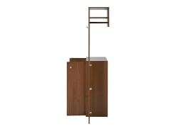Conjunto de vestidor de entrada moderno - Zapatero + Perchero - Con barra y ganchos - MDF - Color nogal​ (Requiere taladro)
