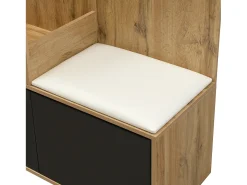 Conjunto de vestidor de entrada 100×38×191 cm - con perchero y zapatero - perchas y 1 espejo - natural + negro