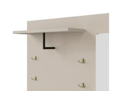 Conjunto de vestidor de entrada 110x37x185,5 cm - con espejo y ganchos - Mueble para zapatos y banco para calzado - Beige