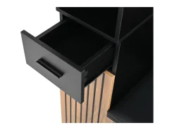 Conjunto de vestidor de entrada 80×35×175 cm - 1 cajón y 3 puertas - con banco y mueble para zapatos - 2 ganchos - Negro + natural
