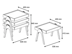 Conjunto mesa de centro Kailua 135, Nuez|Blanco, 41x54x40cm, Aglomerado laminado, Angular