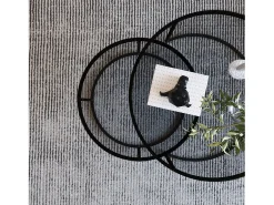 Conjunto mesa de centro Kailua 126, Negro, 45cm, Diámetro: 60, Vidrio templado, Redonda