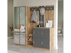 Conjunto pasillo Kailua 525, 180x187x35cm, Espejo, Pino|Antracita, Aglomerado laminado