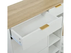 Conjunto perchero de entrada 130x30x174cm - con zapatero y banco - con espejo de pared y perchero - Natural + Blanco