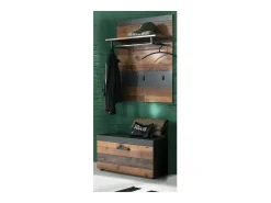 Conjunto recibidor 2 piezas en melamina roble oscuro y gris Orcel
