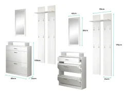 Conjunto recibidor para Entrada Pasillo en Sonoma y Blanco con LED 105x24x89cm Paola