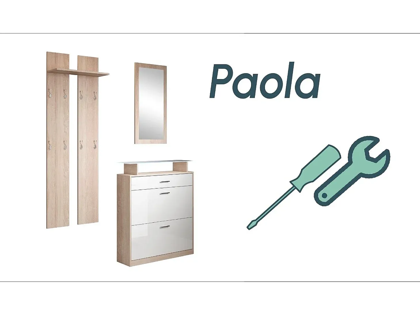 Conjunto recibidor para Entrada Pasillo en Sonoma y Blanco con LED 105x24x89cm Paola