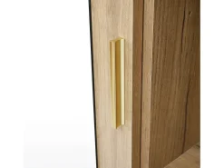 Conjunto vestidor de entrada 160x38x180cm - con 3 puertas y compartimentos de almacenamiento - con espejo y mueble para zapatos - con gancho - Natural