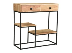 Consola 2 cajones en acacia y metal L80 cm GRENELLE