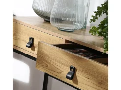 Consola 2 cajones patas de metal efecto roble - JILL