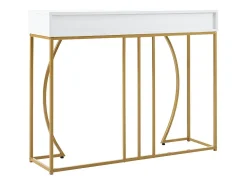 Consola con 2 cajones - estilo moderno - Blanco y Dorado