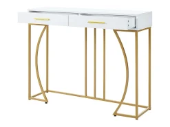 Consola con 2 cajones - estilo moderno - Blanco y Dorado