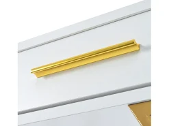 Consola con 2 cajones - Patas de metal dorado - Blanco 110x32x85 cm