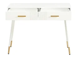 Consola con 2 cajones - Patas de metal - Blanco y dorado
