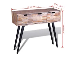 Consola con 3 cajones Madera de teca reciclada