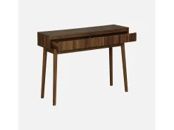 Consola con efecto madera de 2 cajones, 100cm madera oscura