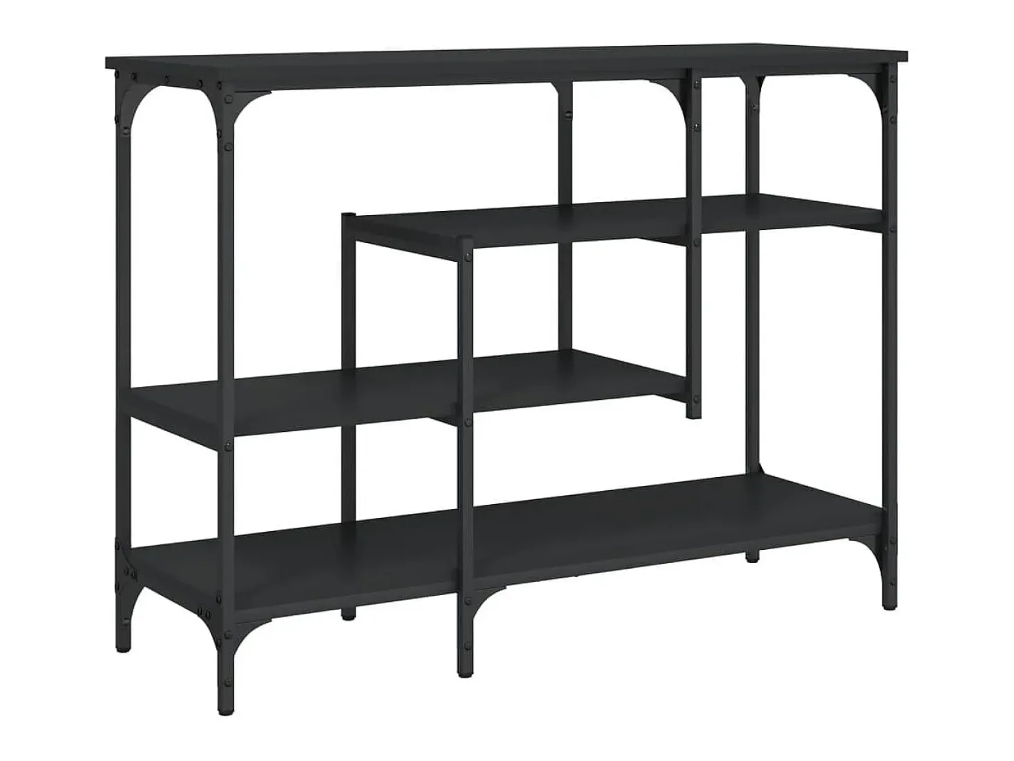 Consola con estantes negra 100x35x75 cm