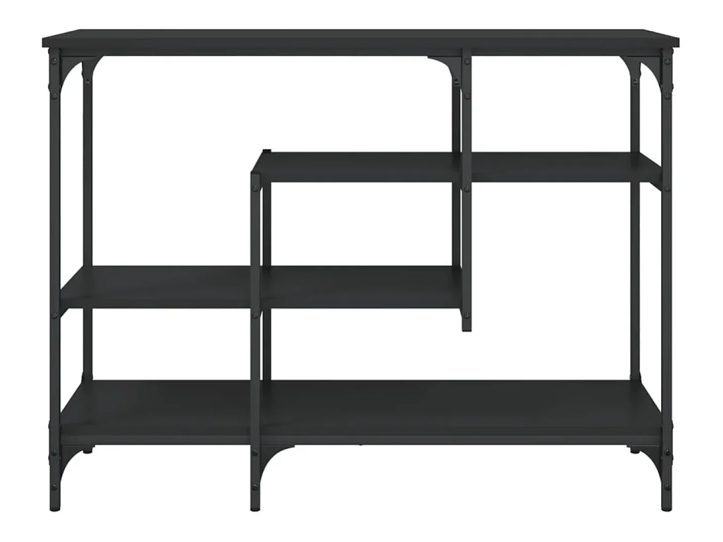 Consola con estantes negra 100x35x75 cm