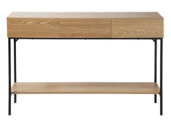 Consola de 3 cajones con 1 estante inferior, decoración de madera y metal negro, L120 cm - TESSA
