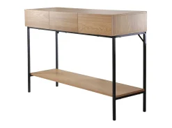 Consola de 3 cajones con 1 estante inferior, decoración de madera y metal negro, L120 cm - TESSA