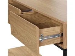 Consola de 3 cajones con 1 estante inferior, decoración de madera y metal negro, L120 cm - TESSA