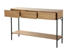 Consola de 3 cajones con 1 estante inferior, decoración de madera y metal negro, L120 cm - TESSA