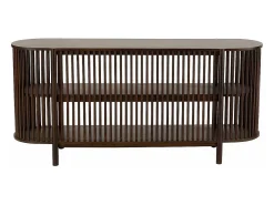Consola de 2 pisos de madera marrón de 160x38x75 cm.