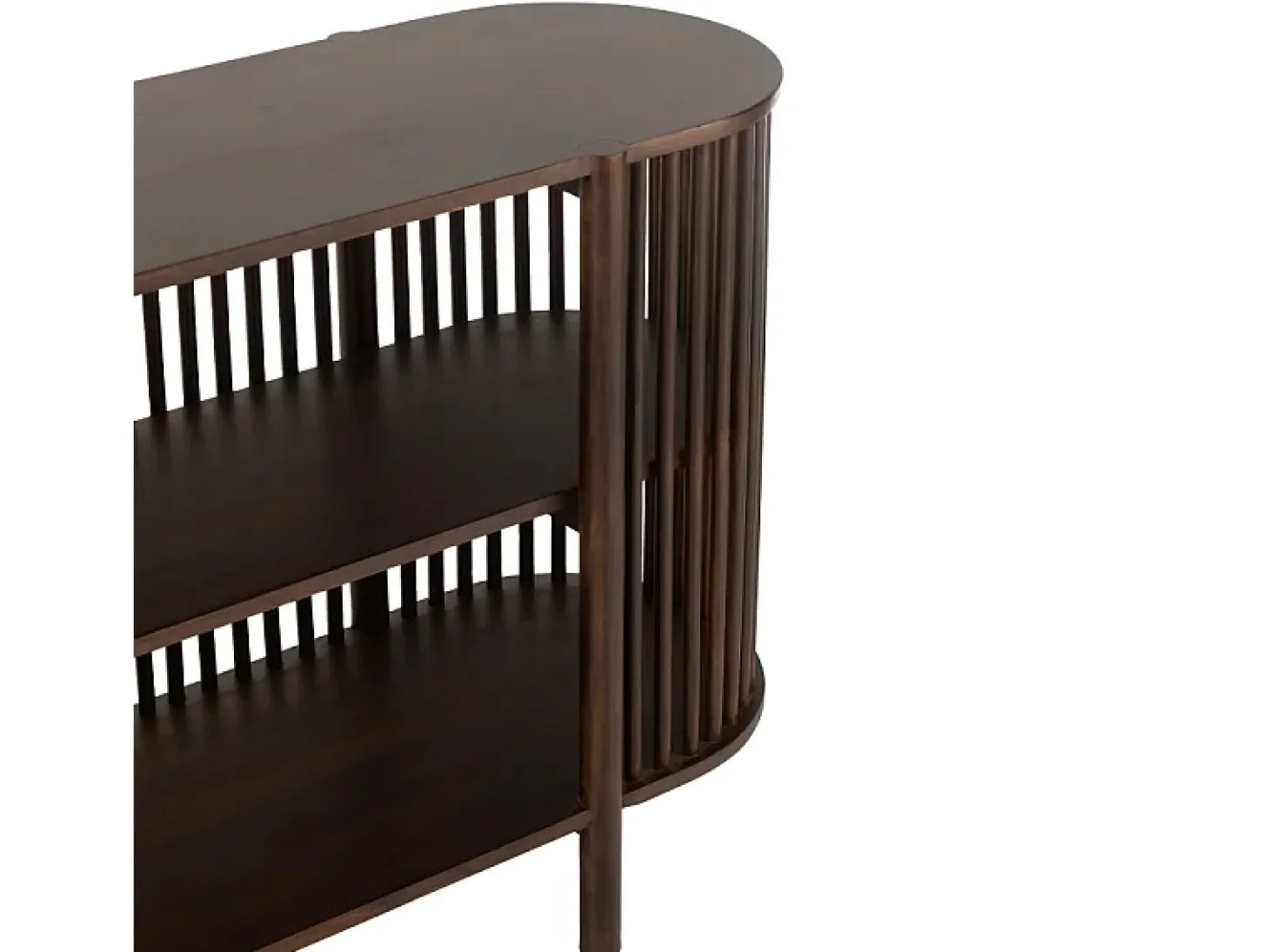 Consola de 2 pisos de madera marrón de 160x38x75 cm.
