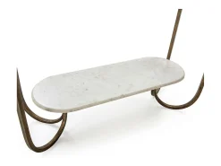 Consola de cristal templado de mármol blanco con patas de metal dorado Sia 122 cm