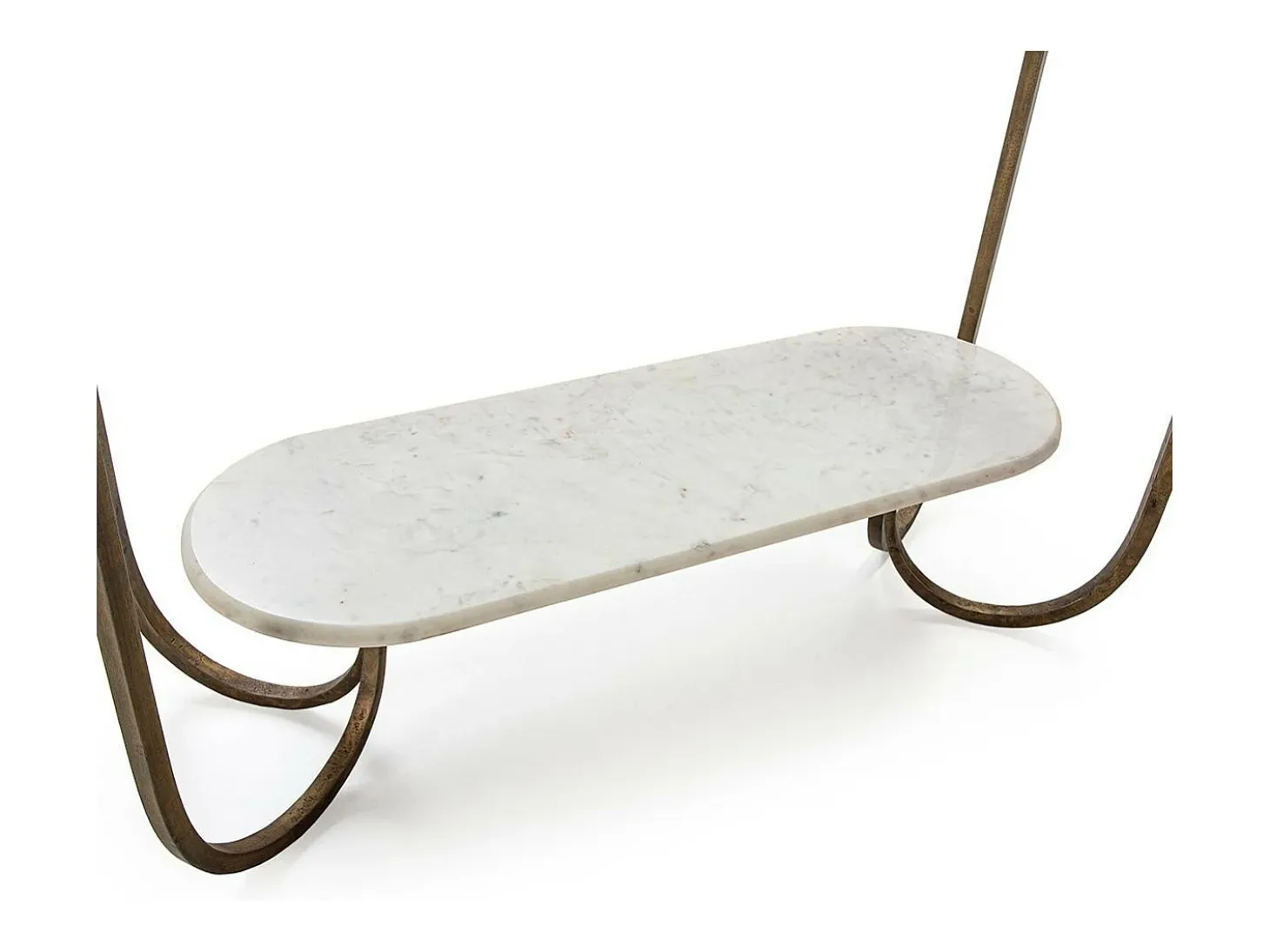Consola de cristal templado de mármol blanco con patas de metal dorado Sia 122 cm