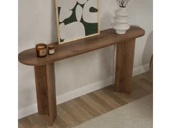 Consola de entrada diseño minimalista ovalado Sira - Marrón Nuez