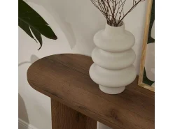 Consola de entrada diseño minimalista ovalado Sira - Marrón Nuez