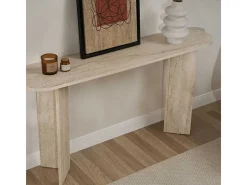 Consola de entrada diseño minimalista ovalado Sira - Beige