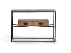 Consola de estilo industrial en madera de mango y toques en metal