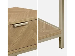 Consola de madera con efecto espiga y 2 cajones, 110cm natural