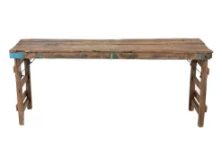 Consola de madera maciza recuperada oscura Vina L 152 cm