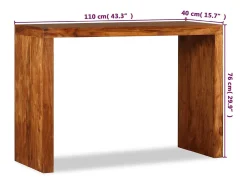 Consola de madera maciza con acabado miel 110x40x76 cm