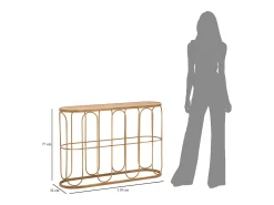 Consola de metal estilo boho chic con superficie de ratán Samui