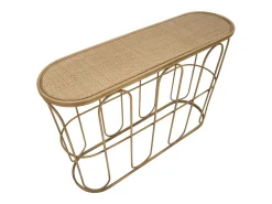 Consola de metal estilo boho chic con superficie de ratán Samui